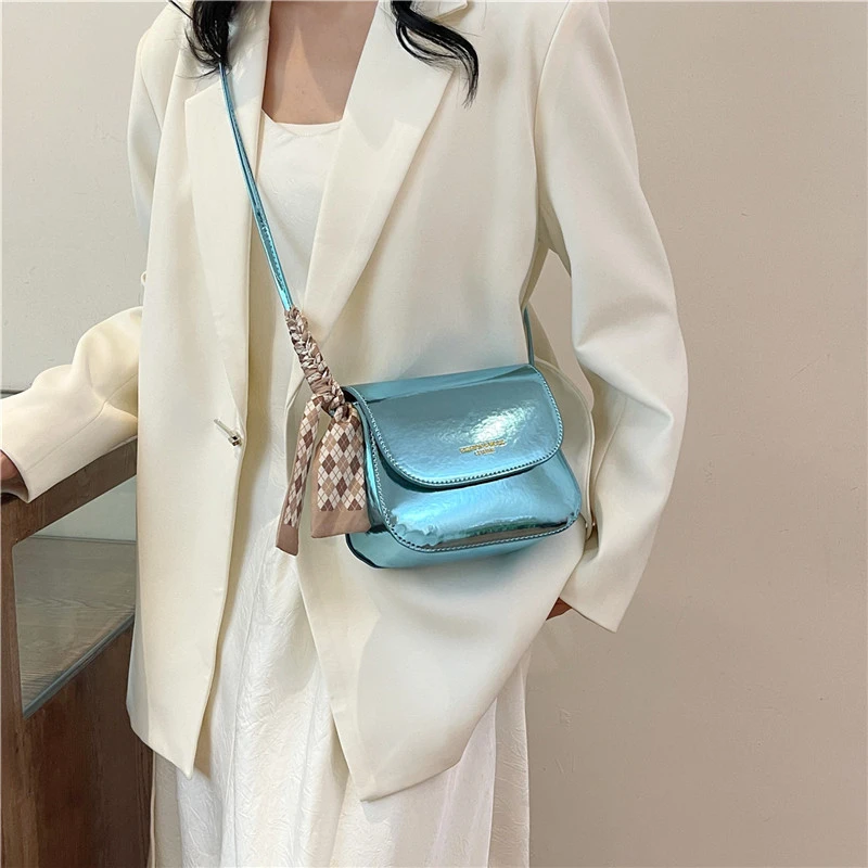 Fashion Mini Bright Surface Crossbody Bags for Women PU Leather Square Shoulder Bag Ladies High Quality Solid Color Handbags