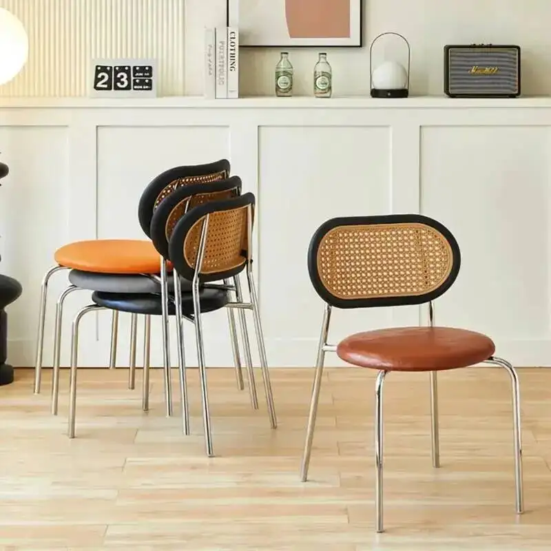 

Новый набор из 2-х обеденных стульев середины века из ротанга, скандинавские эргономичные акцентные обеденные стулья премиум-класса, шезлонг для гостиной, дизайнерская мебель