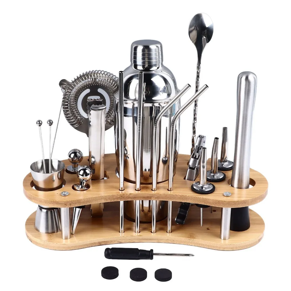 Kit de coqueteleira em aço inox, 20 peças