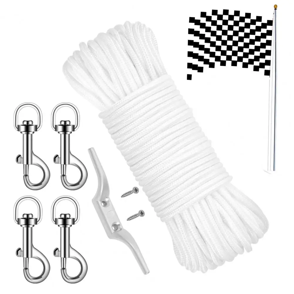 

Наружная веревка для флагштока, комплект веревки для флагштока с поворотными зажимами-крючками для поводков для домашних животных, палатки для кемпинга, 98-футовый флагшток Halyard