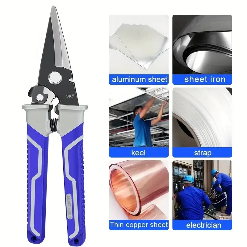 Professional Heavy Duty Electrician Scissors Tin Snips Aviation Wire Plastic Pipe Rope Leather Craft Cutting Tool