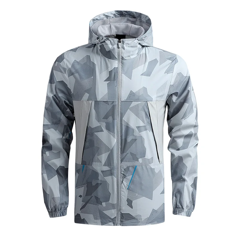 

Men's Camouflage Windbreaker Casual Quick-Drying Spring Autumn Hooded Jacket Outdoor Sports Coat