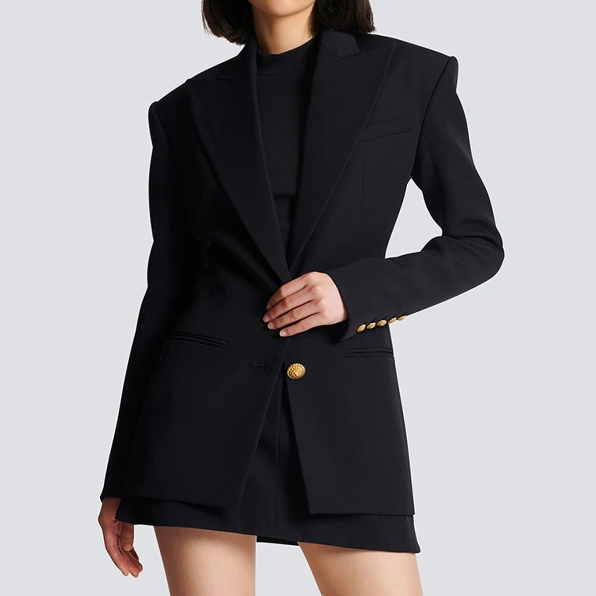 Spring and Autumn New Fashion Solid Color Brand Big Collar Two Button Slimming Long Sleeve Commuter Women's Blazer