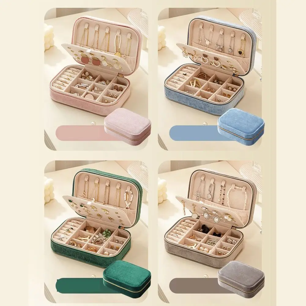 2 Layer Velvet Jewelry Box Rectangle Dustproof Jewelry Gift Displays Box Large Capacity Simple Jewelry Case Girlfriend