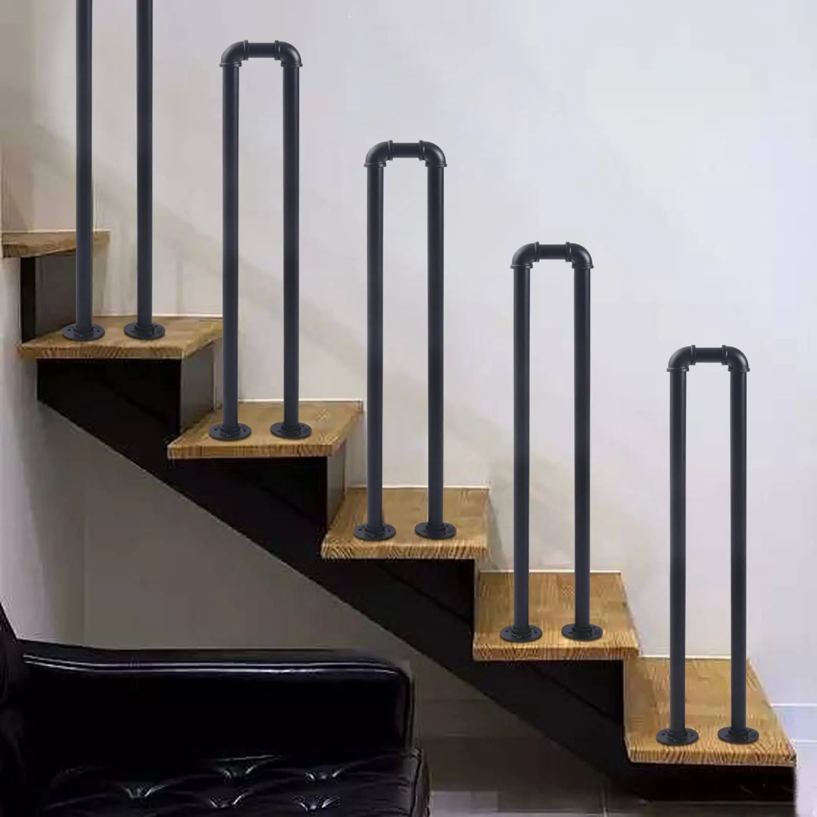 Corrimano per scale a forma di U, ringhiera industriale da 33,5 pollici, barra di sostegno antiscivolo per giardino interno o esterno, loft, corridoio, villa, hotel, anziani