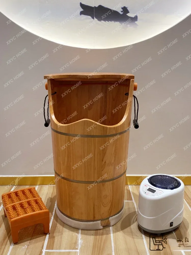 Pedicure Tub Foot Bath Footbath Barrel Oak Foot Wash Headband Fumigation High and Low Solid Wood Foot Barrel