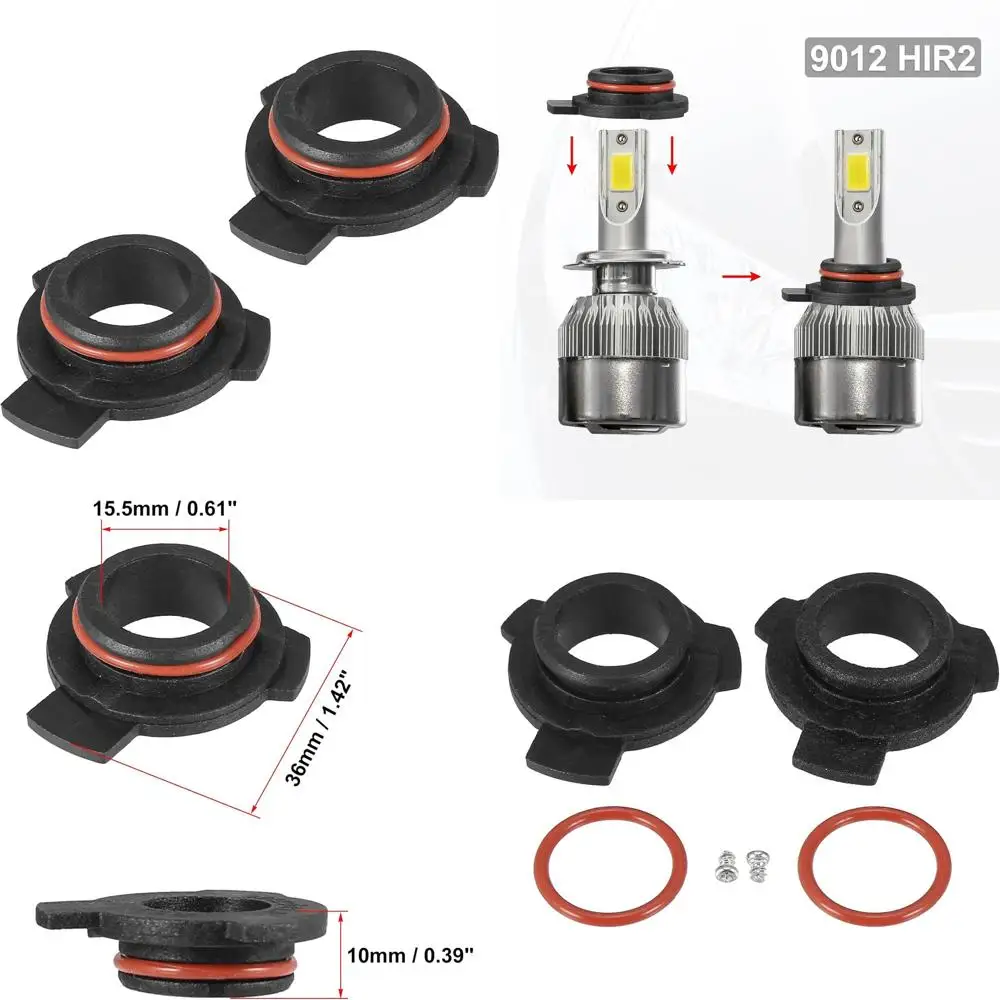 

X AUTOHAUX 2pcs 9012 HIR2 LED Headlight Adapter Base Bulb Sockets Retainer Holder Universal for Car Black
