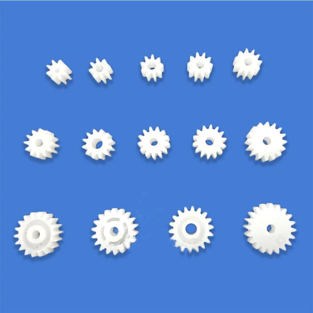 10Pcs 8T 9T 10T 12T 13T 14T 16T 18T 20T 8-20 Teeth 0.5 Modulus Spindle Plastic Gear Motor Shaft Reduction  1.5/2/2.5Mm Hole