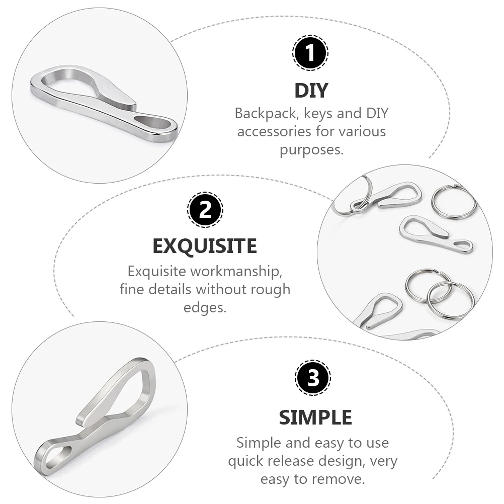 

4 pcs Cobra Keychain Carabiner Stainless Steel Quick Release Buckles Hanger for Keys Backpack Camping Hiking Accessories