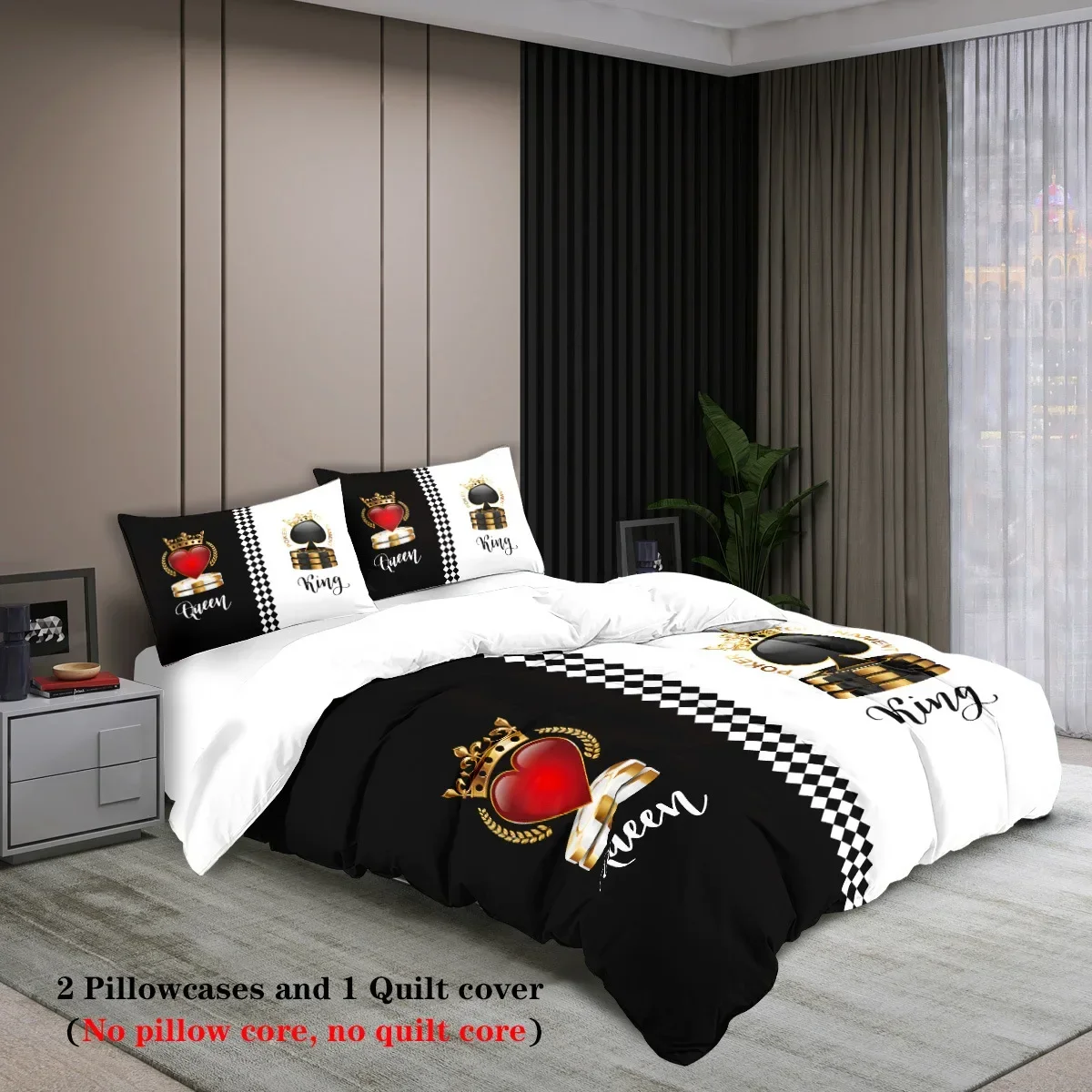 3pcs Bedding Set King Queen Size Pattern Dark color Cover with 2 Pillowcase Single Double soft Cover for Bedroom Decor