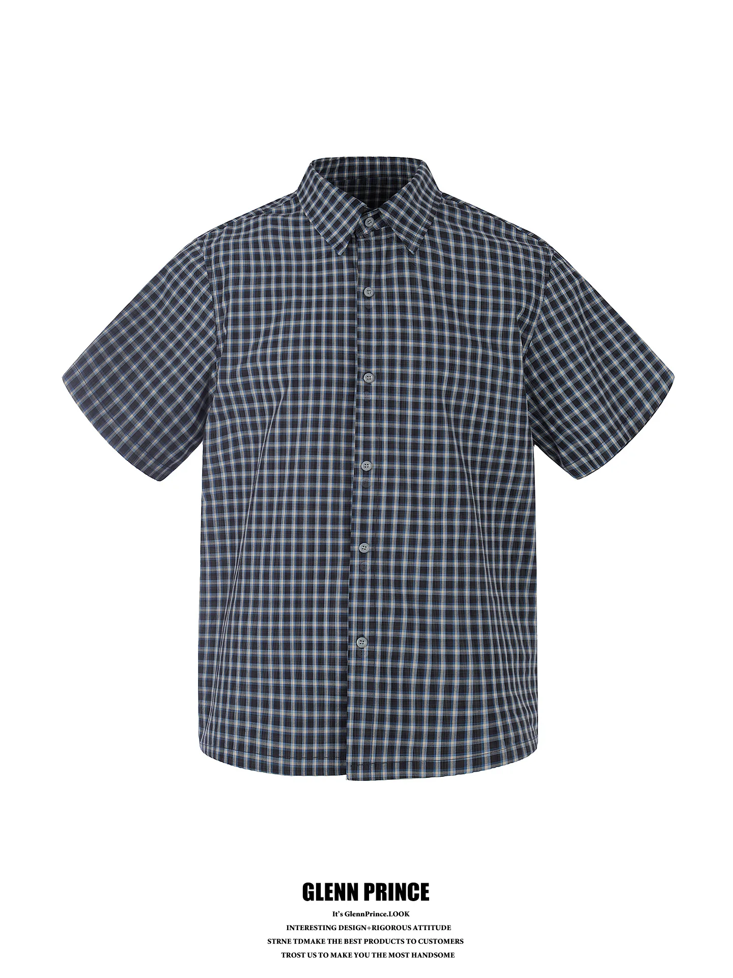 

GPstudio Japanese Style Casual Plaid Pure Cotton Men's Summer Loose Fit Short Sleeve Shirt Comfortable Breathable Leisure Wear