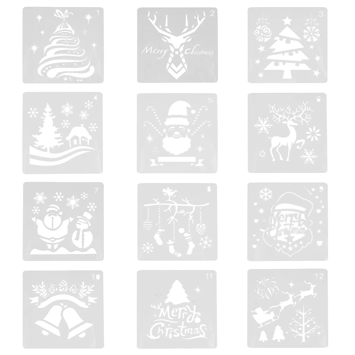 24-delige kerstschilderij stencils decoraties vakantie thema tekening sjabloon plastic ambachten