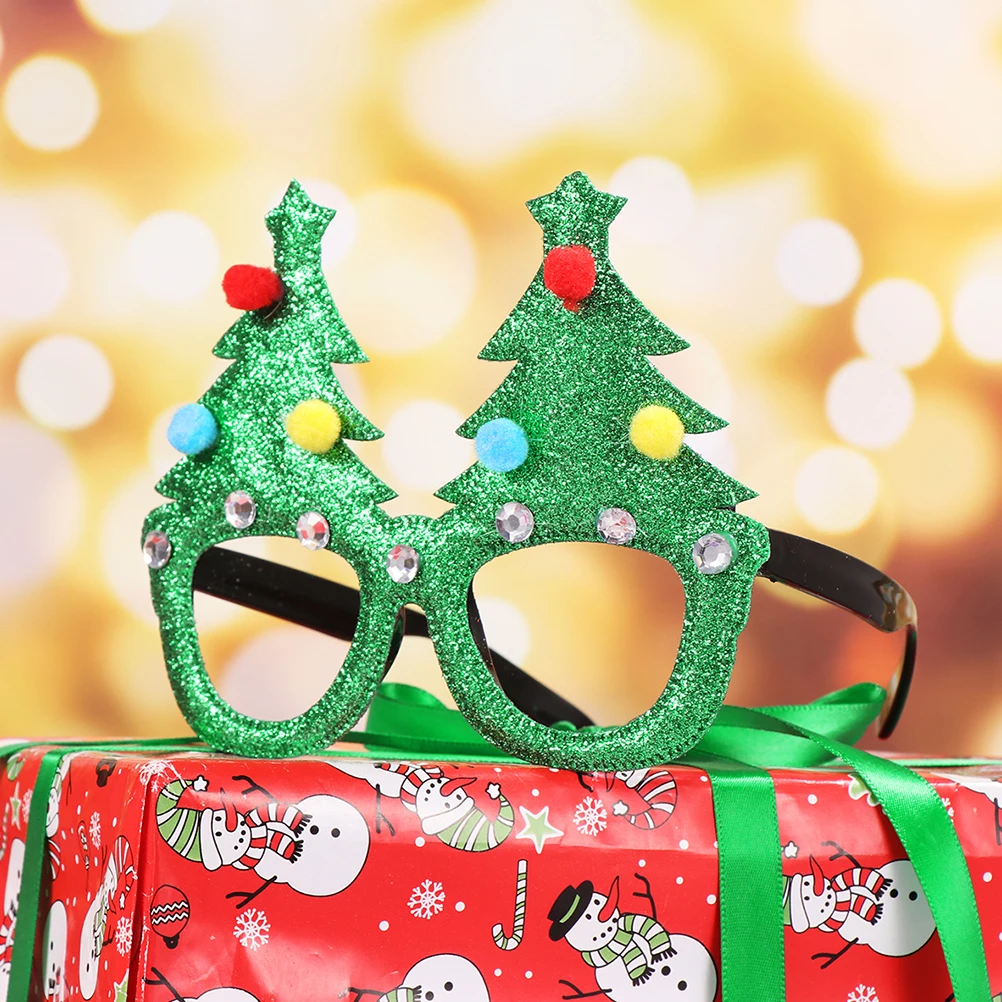 

5 Pcs Christmas Glasses Suit Eyeglasses Decorations Frame Xmas Photo for Party Holder Novelty