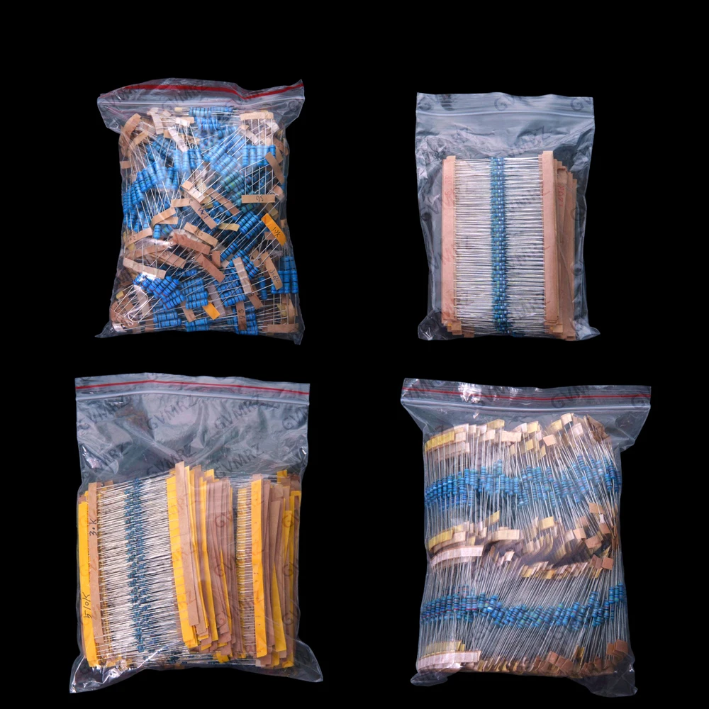 130Values 1W 2W  156Values 1/4W 1/6W 1/2W Power Metal Film Resistor Kit 1R-10M  Assortment Set 1ohm-10Mohm samples pack