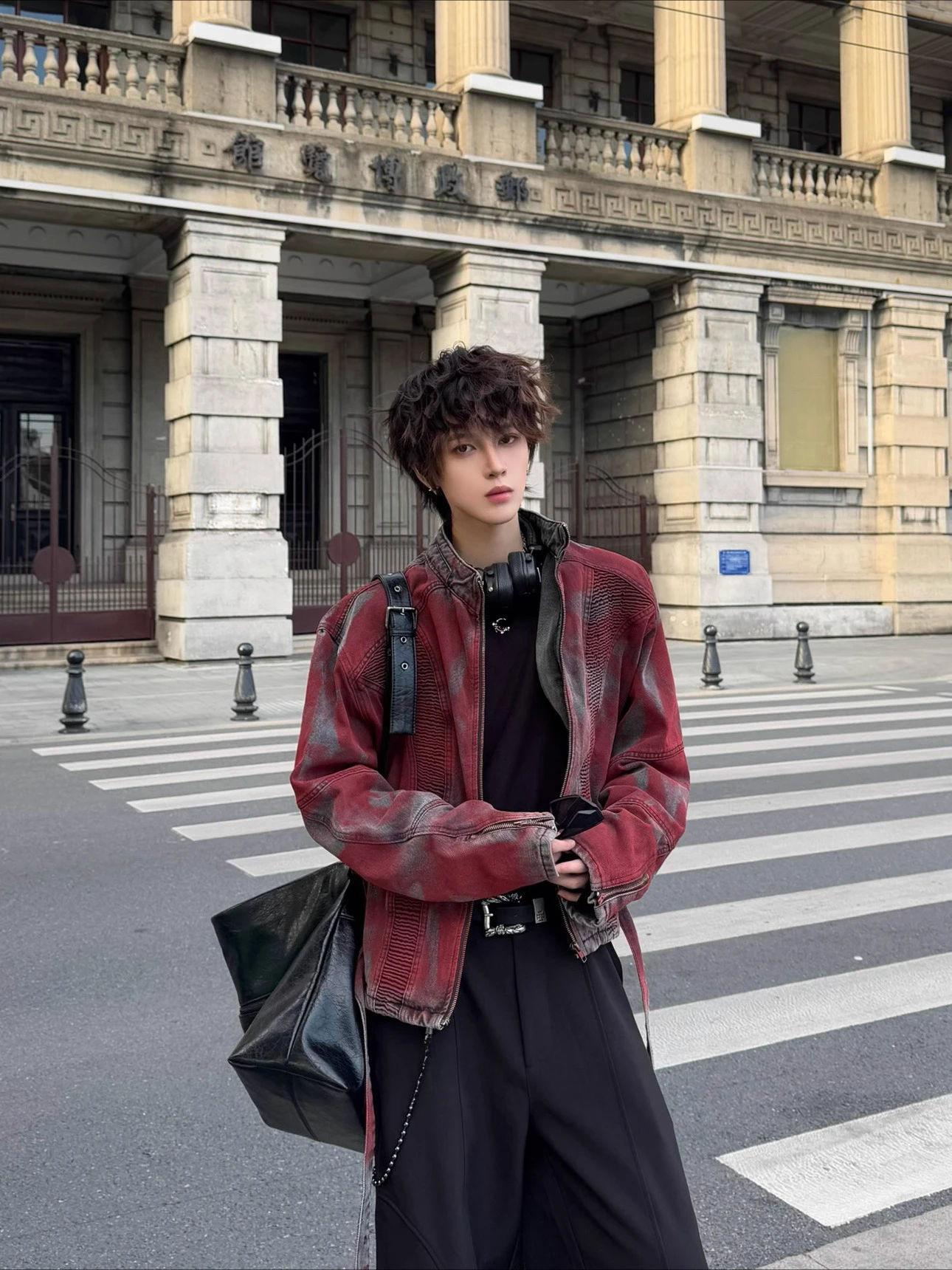 Men's 2025 Spring Autumn New Retro Ribbon Denim Jackets Long Sleeve Padded Shoulder Jacket Male Handsome Trendy Chic Denim Coats