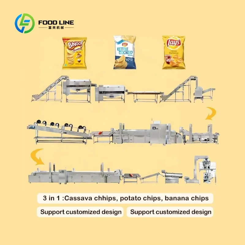 Customized Industrial Automatic Sweet Lays Potato Snacks Chips Crisp Making Frying Complete Assembly Machine Production Line