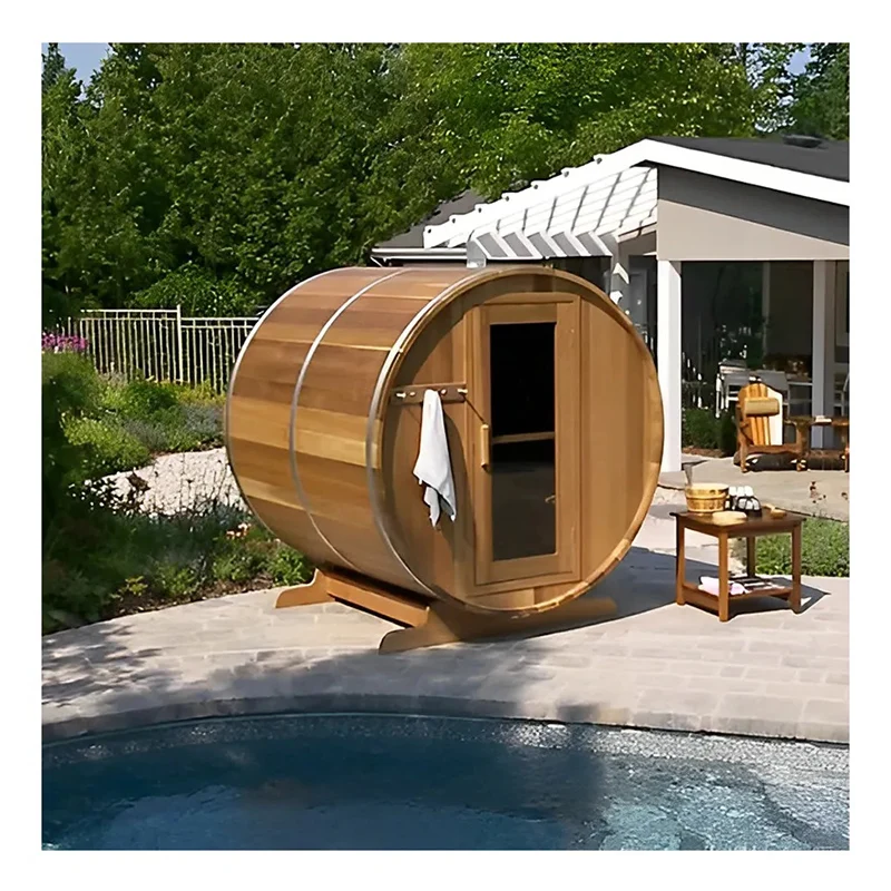 High Quality Modern Design Round Outdoor Wooden Barrel Sauna With Stove Sauna