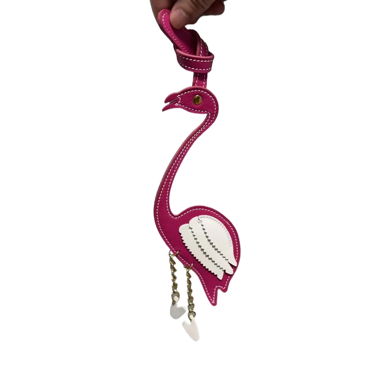 Genuine leather small flame bird leaf keychain creative handmade retro design unique niche bag pendant Shaped pendant trinkets