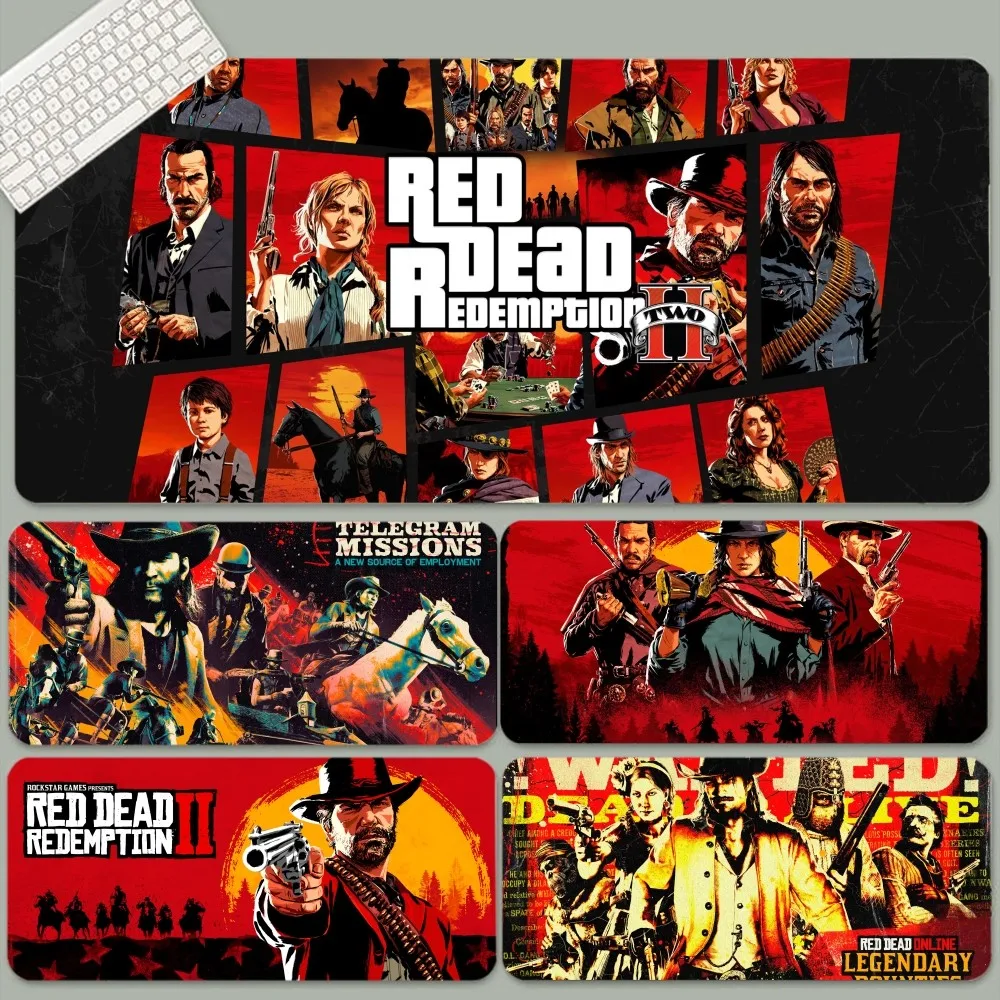 R-red Dead Redemption 2 Gaming INS Tide Large Cartoon Anime Gaming Mouse Pad Keyboard Mouse Mats Desk Mat Accessories