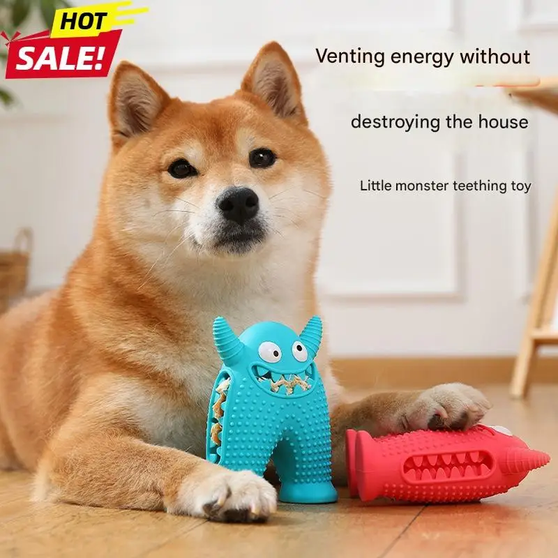 

Pet Dog Chew Toys Monster Squeaky Tooth Cleaning Teething Puppy Toy,Durable Biting Soft Silicon Easy Wash for Aggressive Chewers