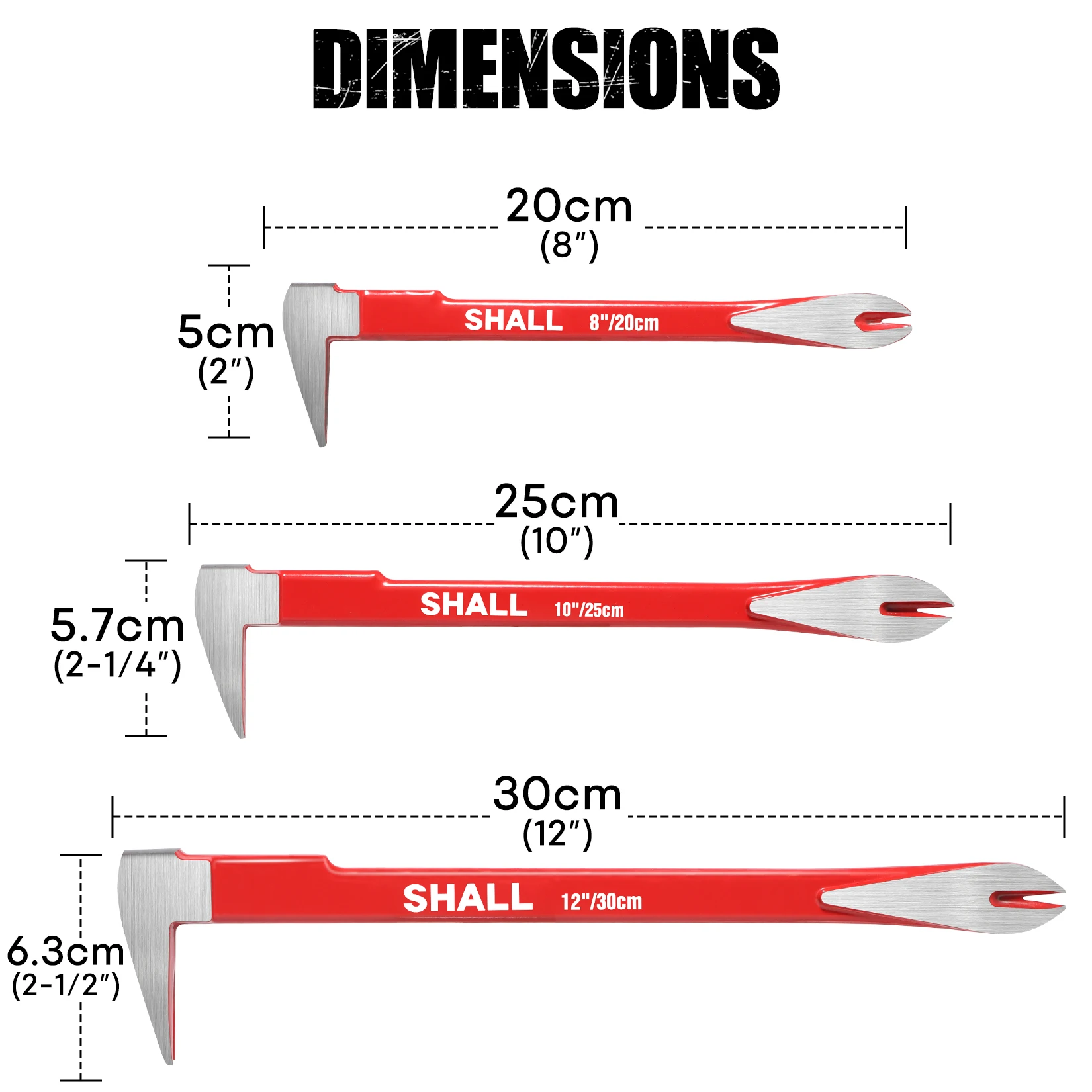 SHALL 3-Piece Nail Puller Tool Set 12’’10’’8’’Heavy Duty & Mini Cats Paw Pry Bar Crowbar Tool for Home Remolding & Woodworking