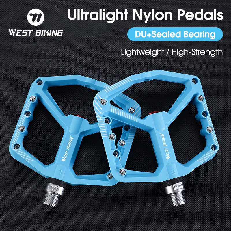 WEST BIKING Bicycle Pedal Anti-slip Ultralight Nylon MTB Mountain Bike Pedal Sealed Bearings Pedals Bicycle Accessories Parts