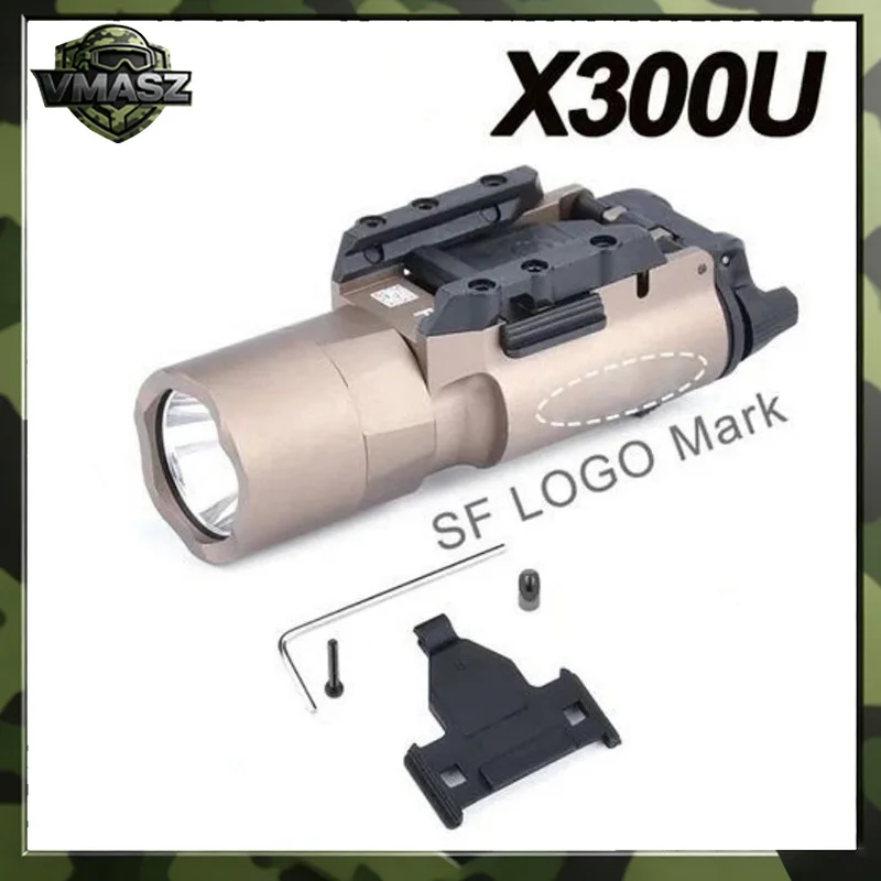 Luce tattica per pistola, in metallo, con LED stroboscopico, modello X300, compatibile con guida da 20 mm per pistola giocattolo Airsoft G17, caccia