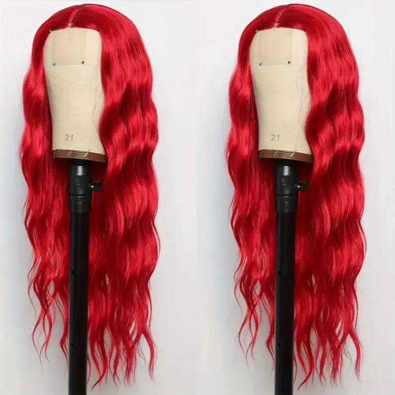 باروكة صناعية مع فراق مركزي، تجعيدات طويلة، عصرية وكثافة، خفيفة الوزن ومسامية، غطاء رأس كامل. #4