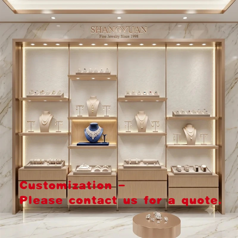 custom.Premium Multi-Layer Shelves Fully Assembled Jewelry Wall showcase High-End Retail Showroom Custom Factory