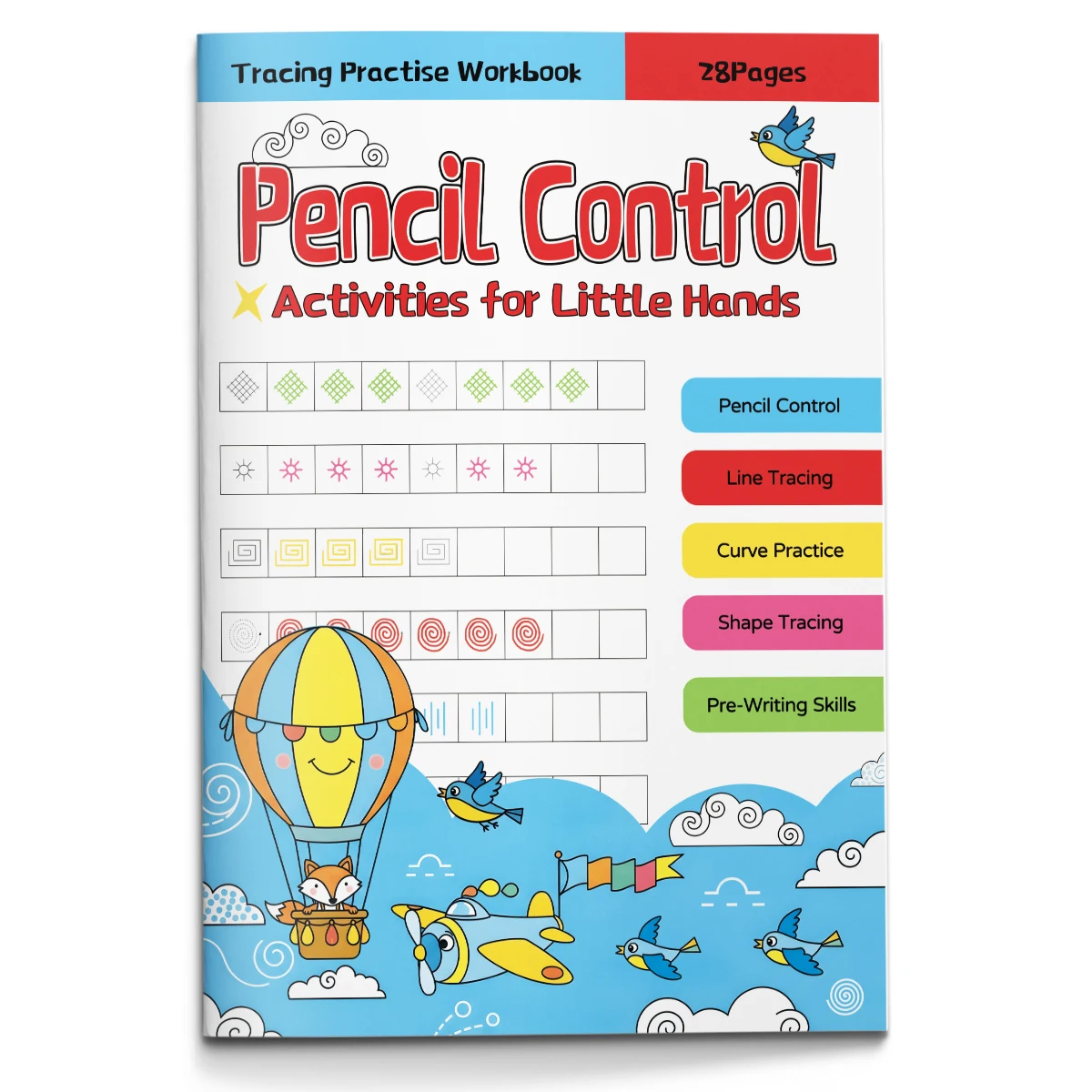 Children's pen control practice book, early learning pre-school writing practice copybook, laying the foundation for writing