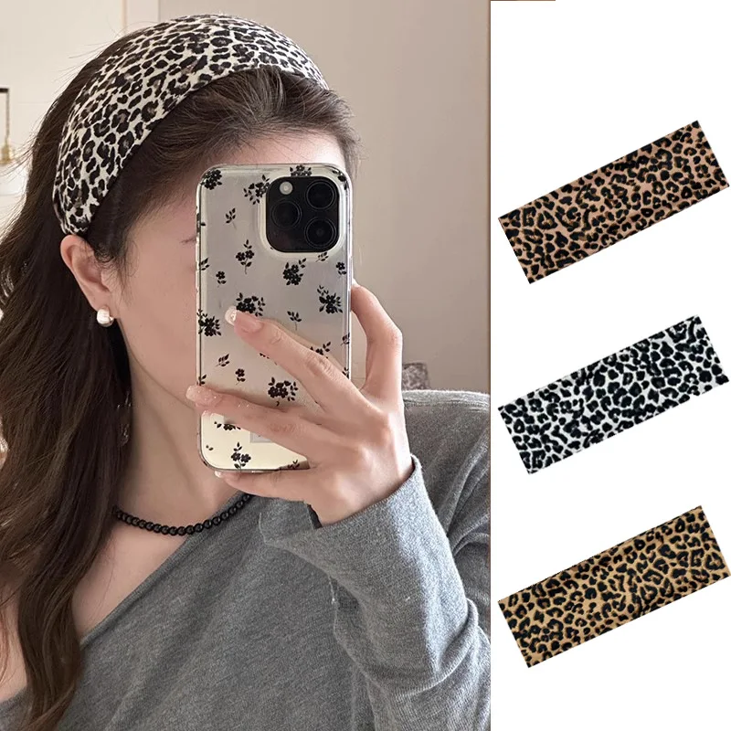 Women Leopard Print Sports Headband, Wide Hair Band, High Crown Face Slimming Head Hoop for Washing Face Daily Hair Accessories