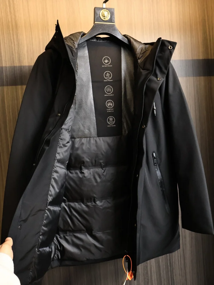 

Outdoor High Densi Waterproof Men's down Jaet Hooded 90 Du down Ultra-Thiened Winter Warm Faionable Polyester Fiber