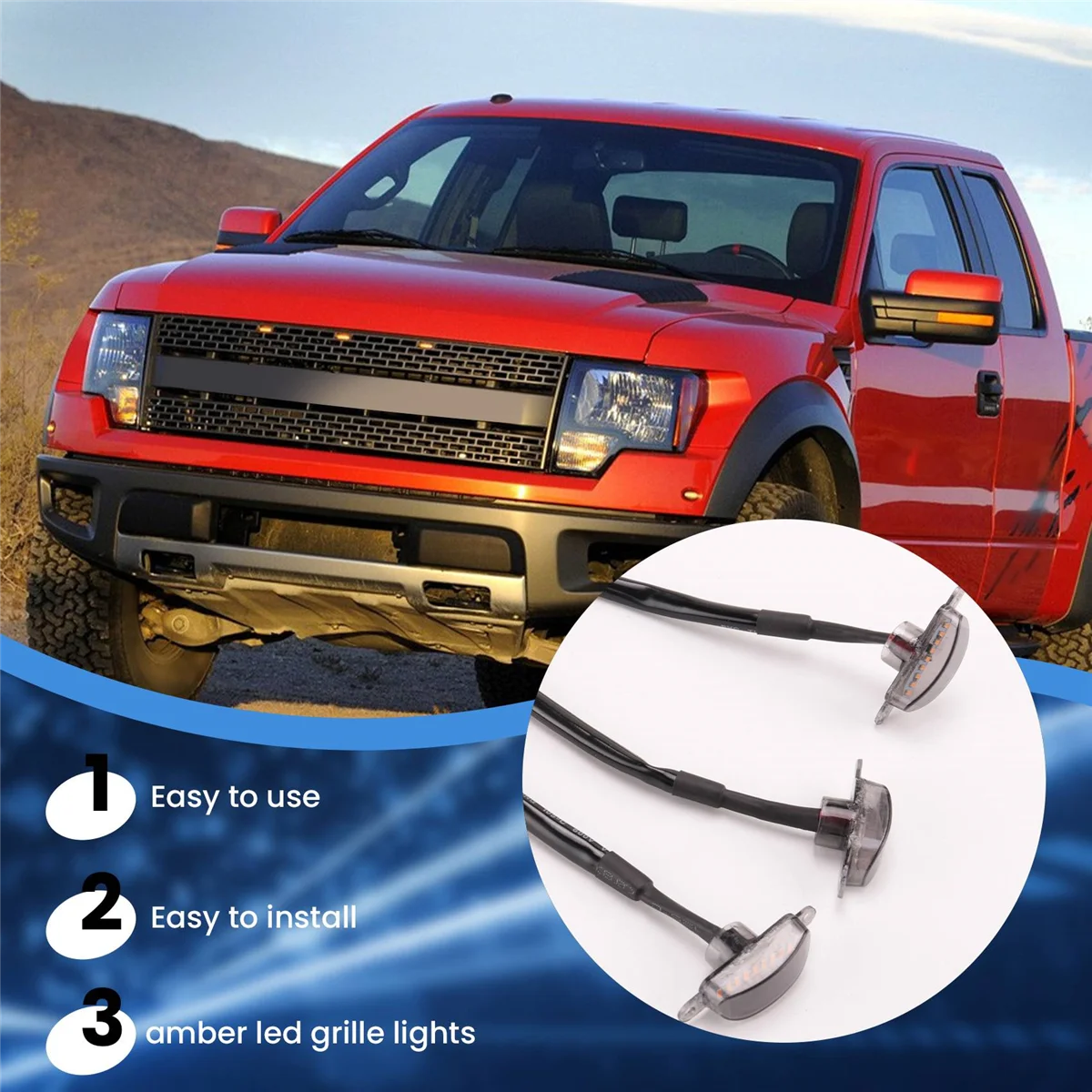 3 шт., внешние фонари для радиатора Ford F150 Raptor F250