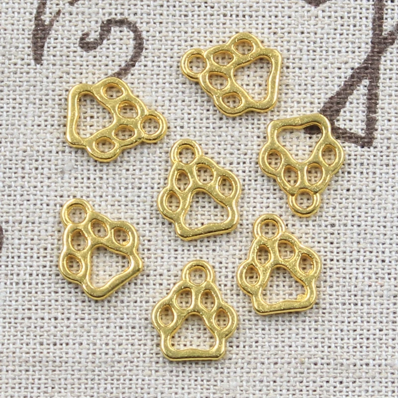 50pcs Charms Dog Paw 13x11mm Antique Bronze Silver Color Plated Pendants Making DIY Handmade Tibetan Bronze Silver Color Jewelry