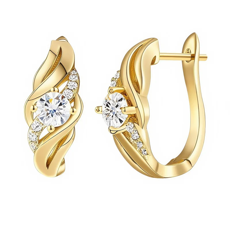 A pair of simple, elegant, fresh and sweet 925 silver 0.5 carat * 2 moissanite earrings