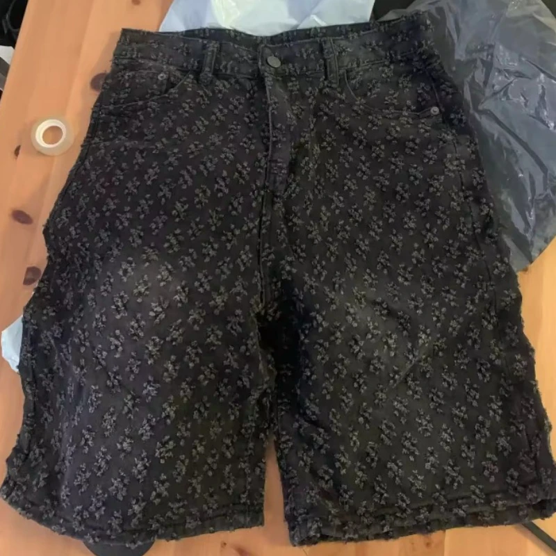 شورت صيفي رقيق خاص للرجال من أوروبا وأمريكا، شورت جينز أزرق اللون، سروال متوسط غير رسمي على الموضة في الشارع العالي