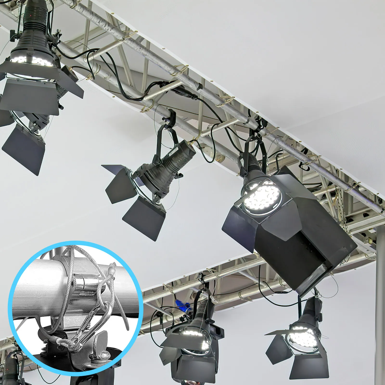 Thin Cable Lock with Carabiner Stainless Steel Safety Rope for Stage Lighting Heavy Duty Steel Cable Lock Security Cable Rope