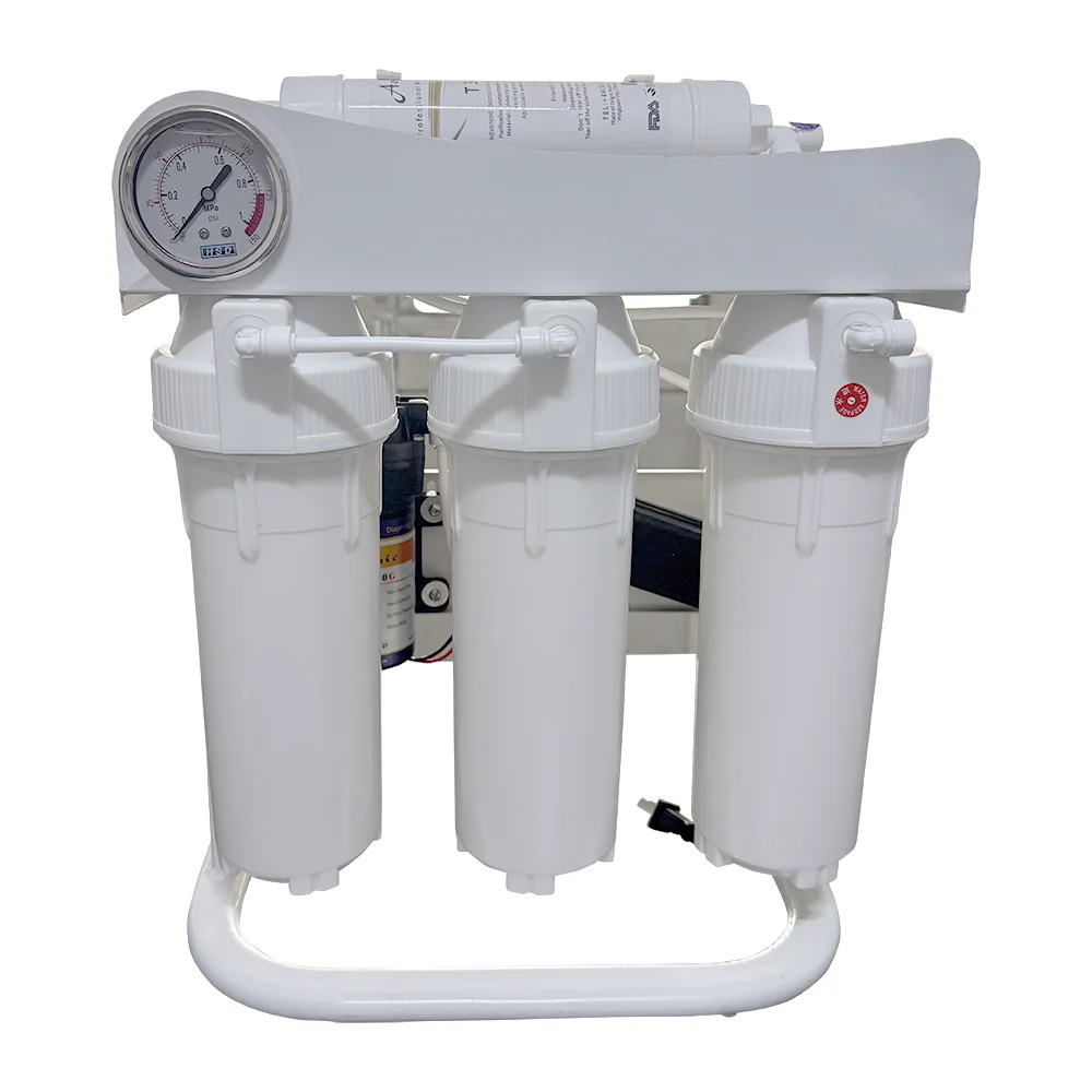 Standard and upgraded electric self-cleaning reverse osmosis filtration systems for domestic