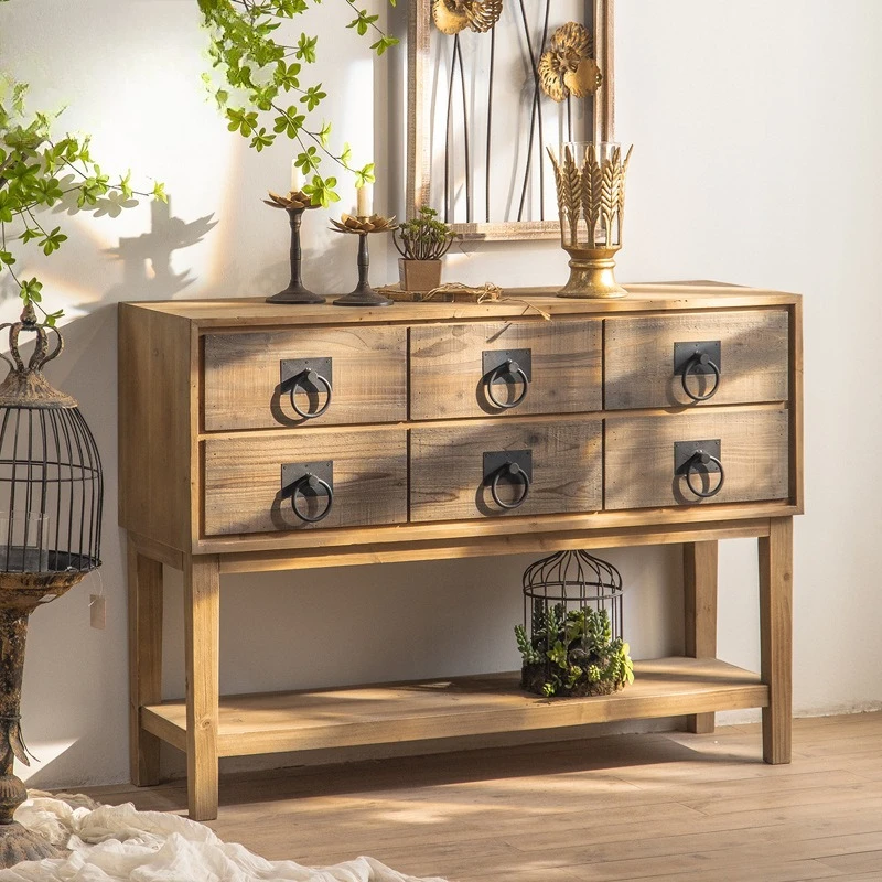 American rural storage chest retro style shooting props, bed and breakfast bedside table old simple solid wood porch cabinet