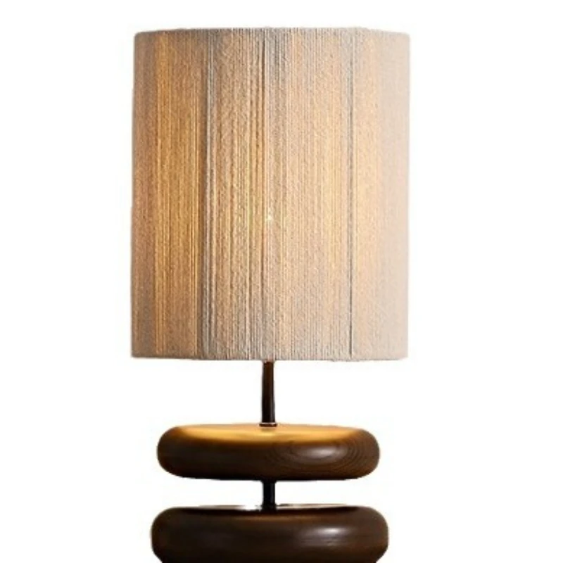 اليابانية الرجعية خشبية مصابيح أرضية LED الحياكة اليدوية النسيج الفن الظل غرفة نوم السرير غرفة المعيشة دراسة جو الدائمة الخفيفة #6