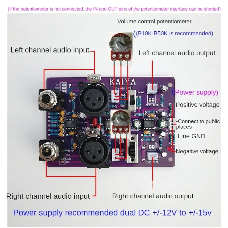 Nvarcher Dual Channel Stereo Balanced Input Gain BTL Bridge HIFI Preamp Amplification  Board