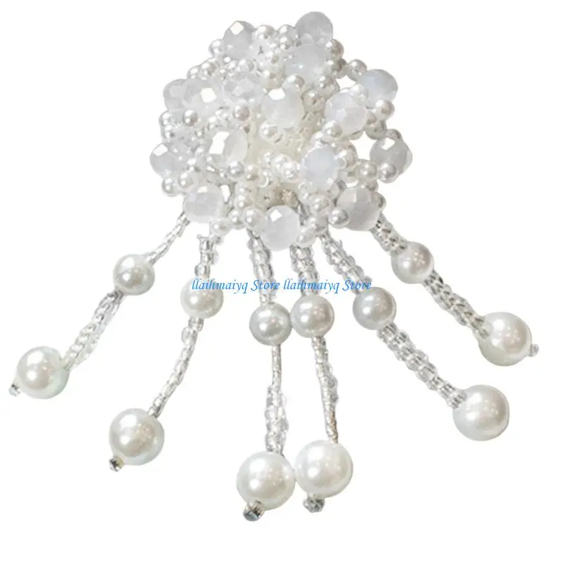 573B 2Pcs Pearls Tassels Shoe Clips Detachable Pearls Shoe Ornament Shoe Jewelry