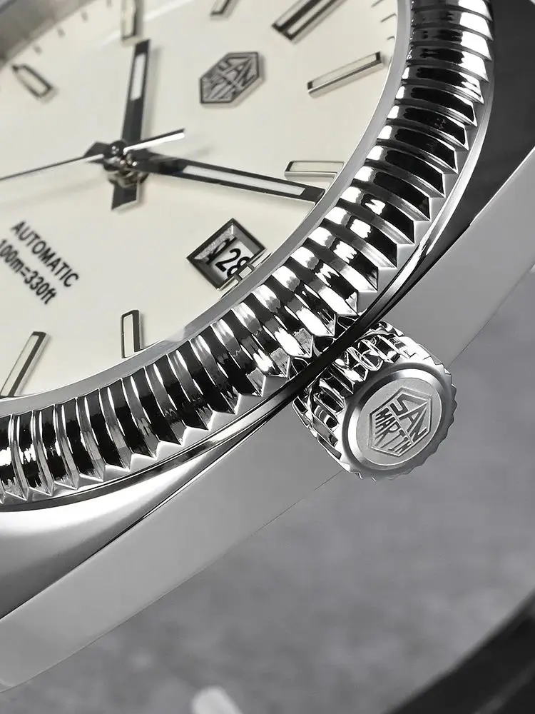 ซานมาร์ติน ออริจินัล 40 มม.ผู้ชายนาฬิกาอัตโนมัตินาฬิกาข้อมือวันที่ YN55 5-Link สร้อยข้อมือว่ายน้ำมงเตร SN0069