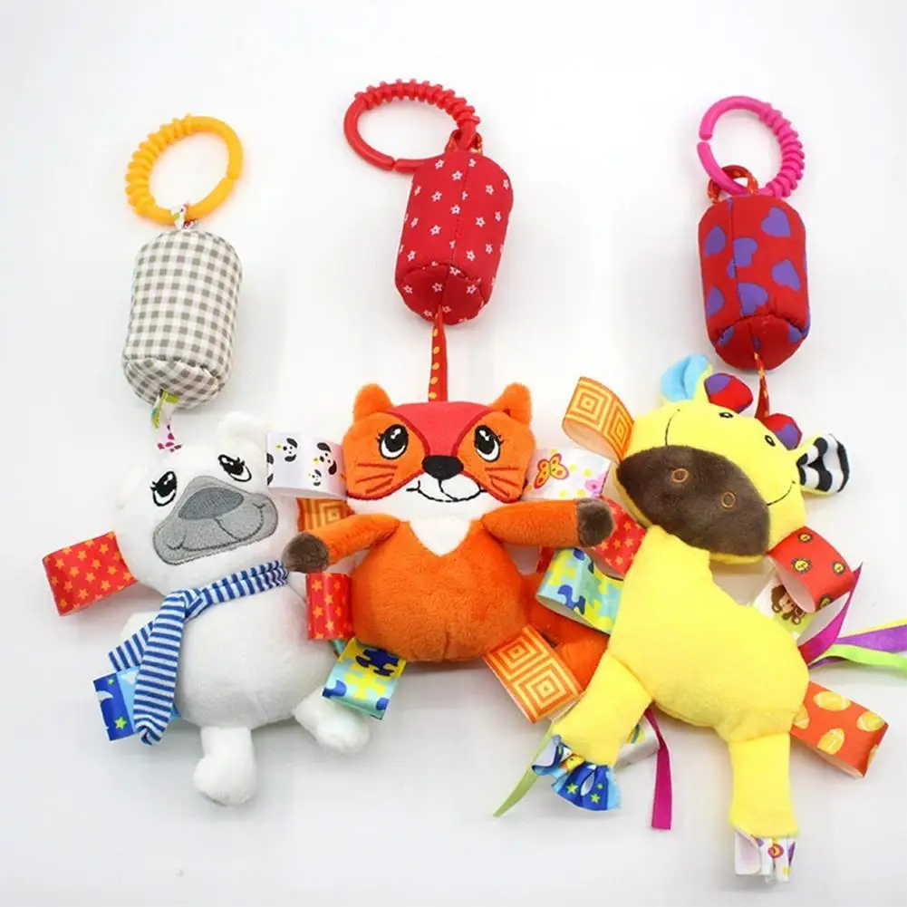 

Baby Sensory Hanging Rattles Soft Early Learning Toys Plush Animal Wind Chime Toy Pendant Decor For Baby Trolley/Bed