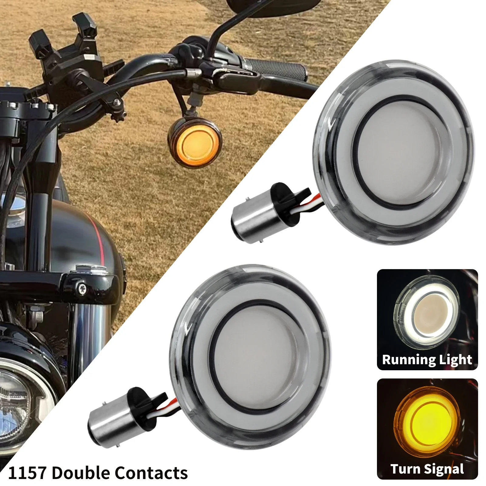 2xMotorcycle 1157 Bullet Style LED Front Turn Signal Light For Harley Sportster XL883 1200 2002-2021 Dyna 2002-2017 Touring FLHT