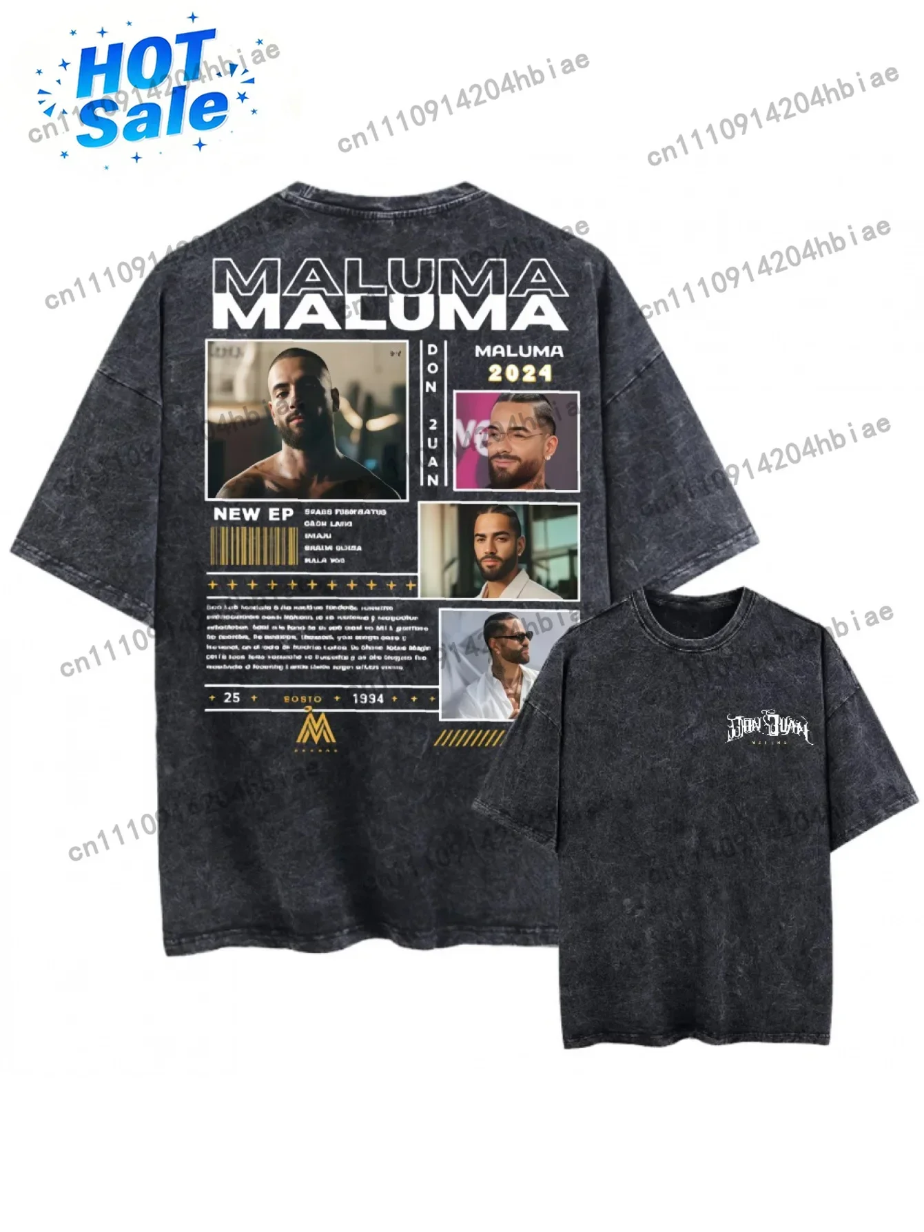 Vintage Maluma 2025 Album Merchandise T-Shirt for Men And Women in Oversized Fashion Black