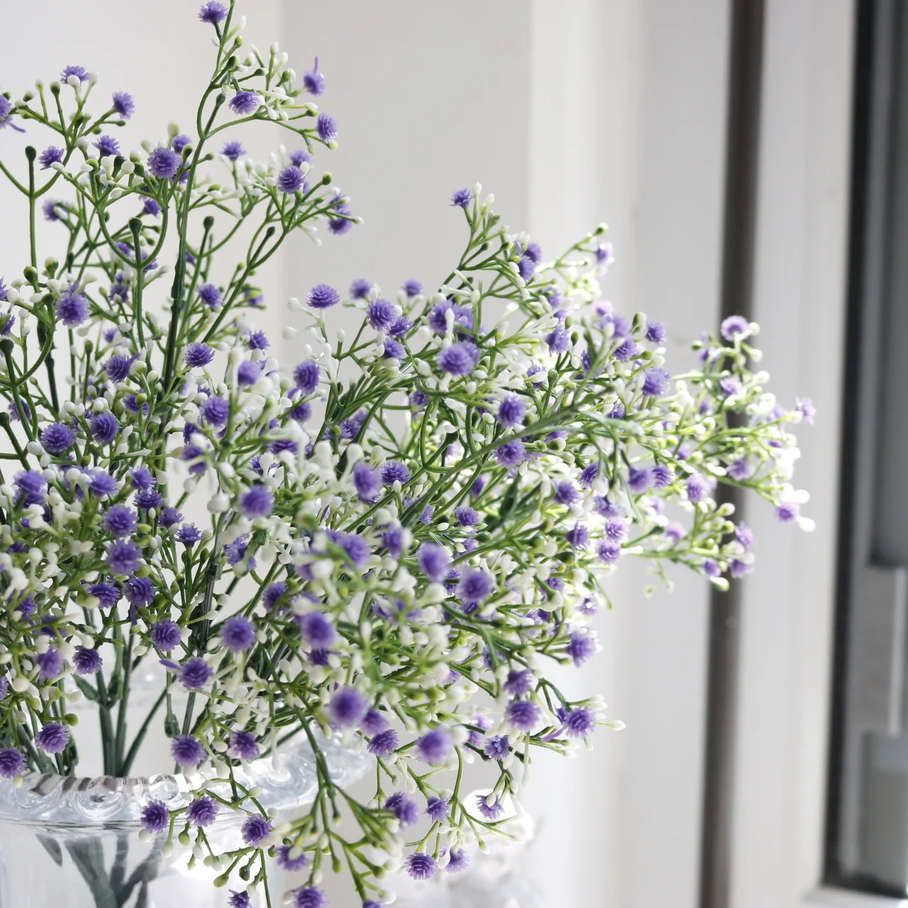 2 Bunches Simulation Gypsophila Bouquet Plastic Fake Flowers Hotel Restaurant Decoration Artificial Flower Purple Babysbreath