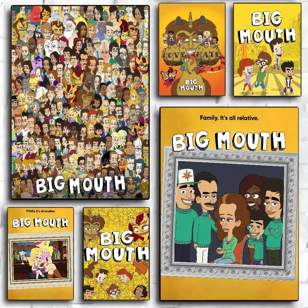 Cartoon Big Mouth TV Vintage Posters Sticky Vintage Room Home Bar Cafe Decor Kawaii Room Decor