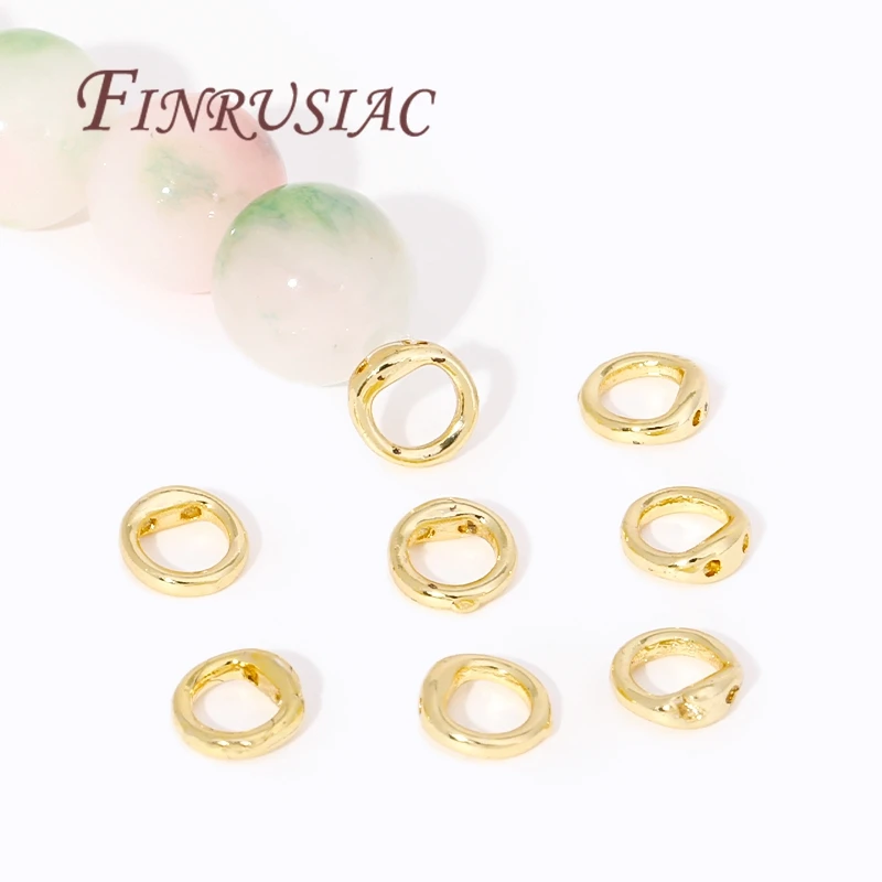 10/20Pcs End Beads Tip End Bead Findings 18K Gold Plated 2 Hole Connecting Ring For DIY Beading Jewellery Making Supplies