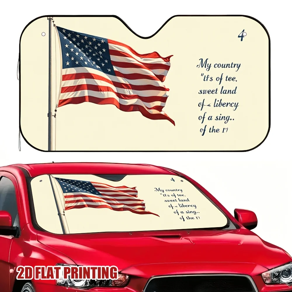 1pc Independence Day Flags Car Sun Visor, Great For Dashboard Electronics And City Hustle, Helps Maintain Cool During Idling